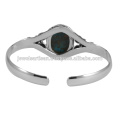 Blue Copper Turquoise Gemstone 925 Sterling Silver Bangle